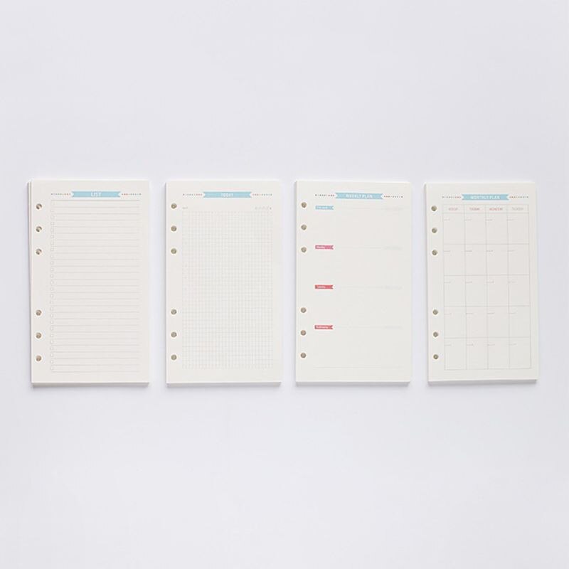 6 Holes Refill Inner Paper Diary Week Month Planner for A5 Loose Leaf Notebook