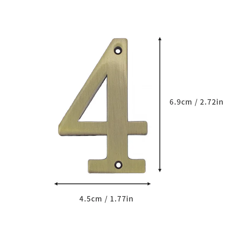 7cm Bronze House Number Sticker backside Metal Doorplate Home Door Plaque Numbers Sign For Mailbox Street: Beige