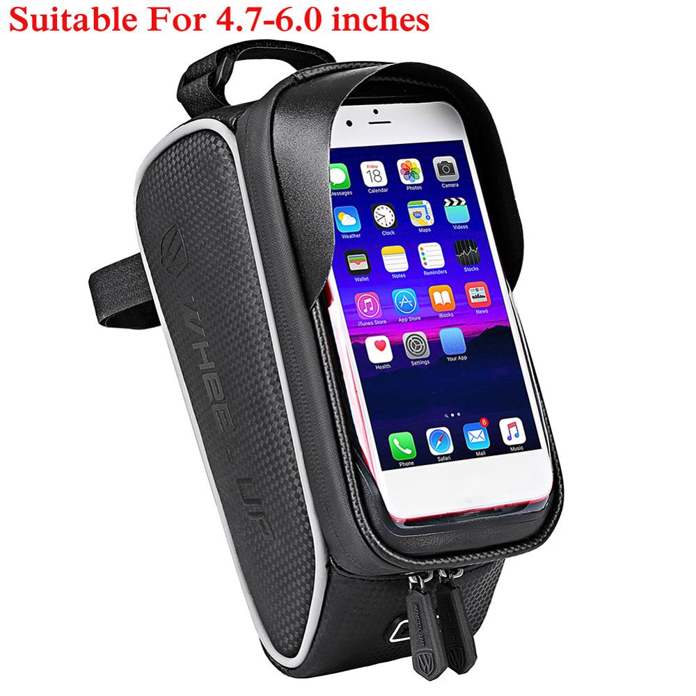 Wheel Up Bike Bag MTB Road Bike Waterproof Front Frame Bicycle Bags Touchscreen 4.7-6.7inch Cycling Tube Mobile Phone Case Bags: Type D