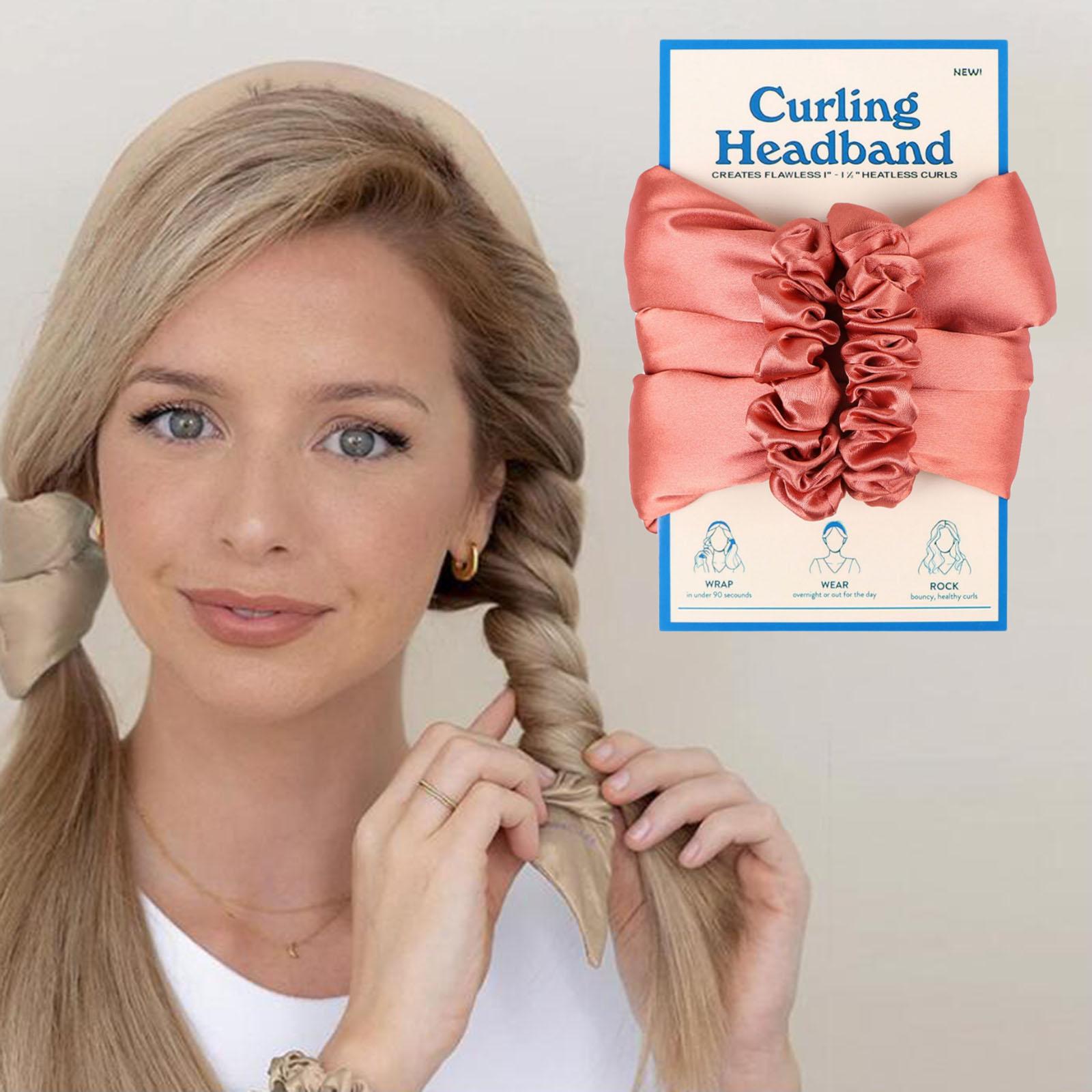 Mykt varmefritt hår krøller pannebånd hår scrunchies bølgeverktøy curler frisørverktøy varmeløs krøllestang lat krøller: Rød 02