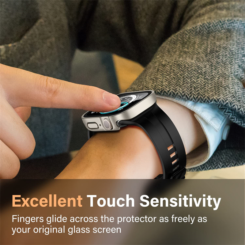 Gehard glazen behuizing voor Apple Watch 45 mm 41 mm 44 mm 40 mm Screenprotector Cover Waterdichte harde bumper iWatch-serie 4 5 SE 6 7 8