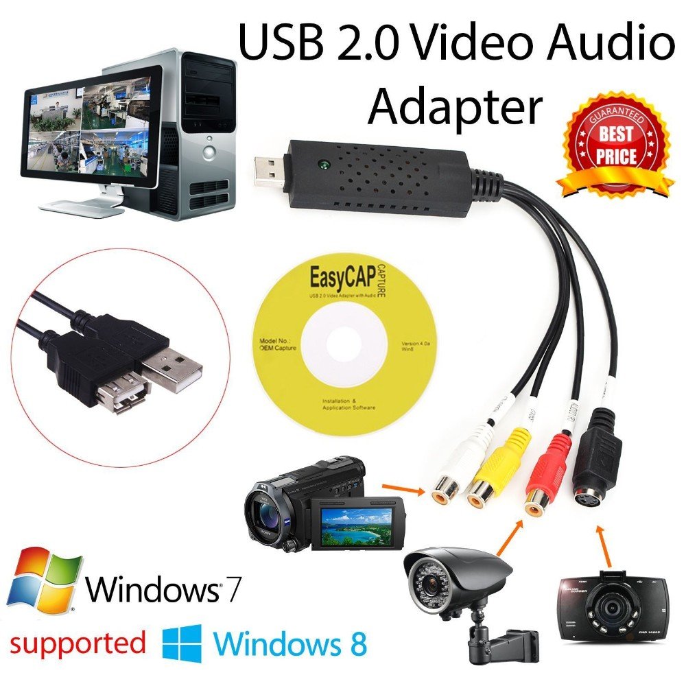 Easycap USB 2.0 łatwe czapka wideo TV DVD VHS DVR karta przechwytująca łatwiejsze czapka USB urządzenie przechwytywania wideo