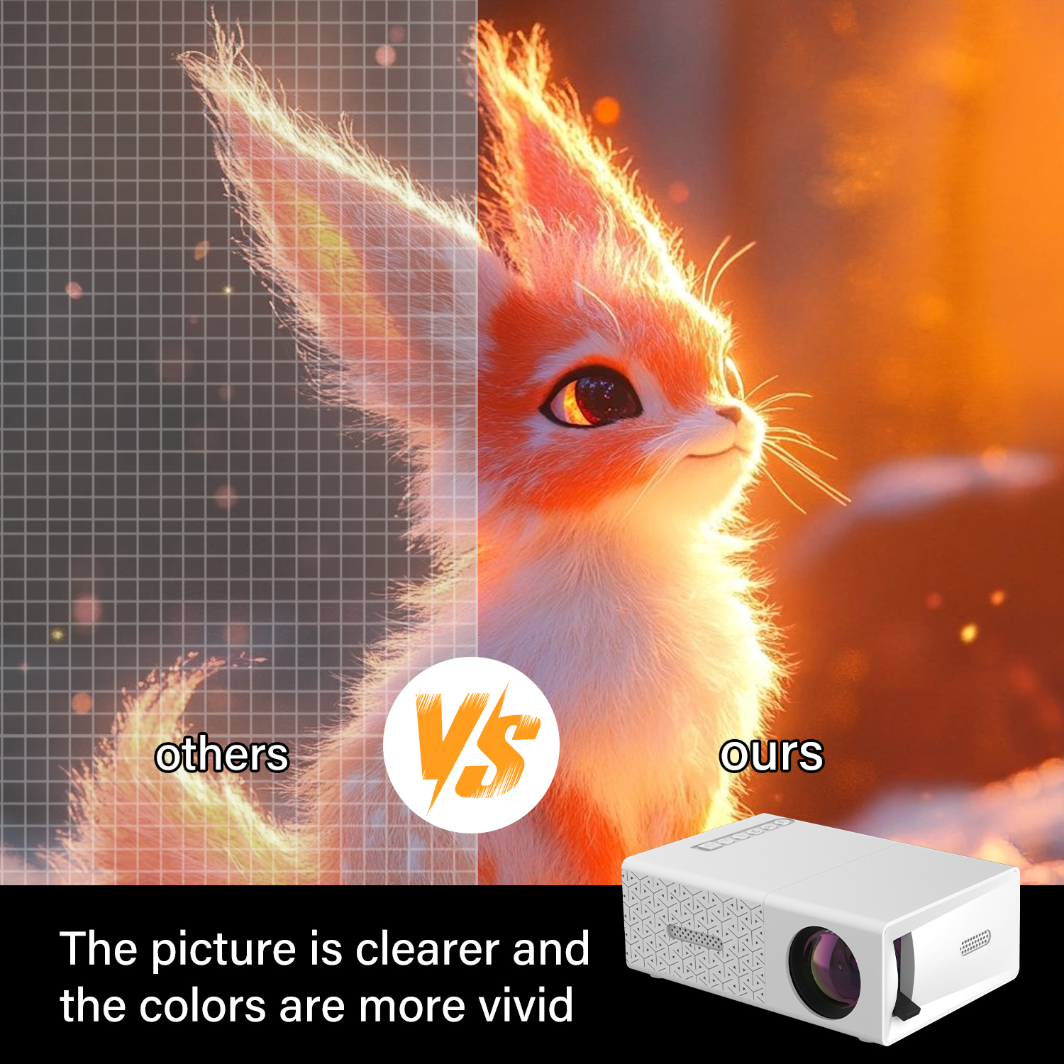 Projektor, kompakter tragbarer Projektor, USB-HDMI-Unterstützung, Mini-HD-Heimkino-Filmvideo für drinnen und draußen