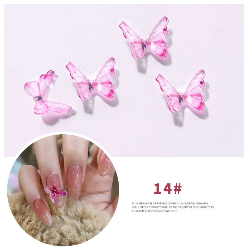 2 pcs/set 15Styles 3D Resin Butterfly Nail Art Decorations Manual Stereo Mini Manicure Butterfly DIY Rhinestones Manicure: 14