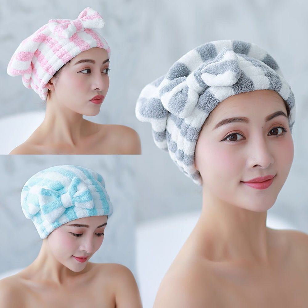 Girl's Hair Drying Hat Quick-dry Hair Towel Cap Hat Bath Hat Microfiber Solid Towel Cap Super Absorption Turban Hair Dry Cap