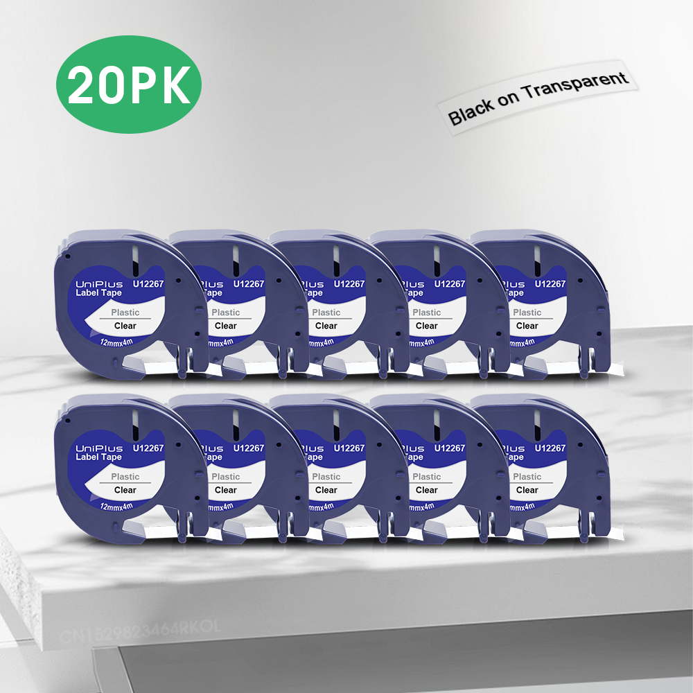 10/20 Stück kompatibles Dymo Letratag-Klebeband Dymo 91201 12267 91202 91200, weißes transparentes Etikett für Dymo Letratag-Drucker LT100H 200B: Burgunderrot