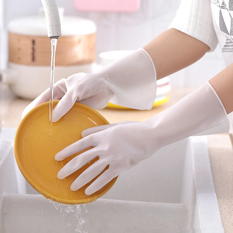 Guantes de látex y goma para lavar platos para mujer, manoplas de limpieza duraderas para el hogar, herramientas para el lavavajillas: 10 / S