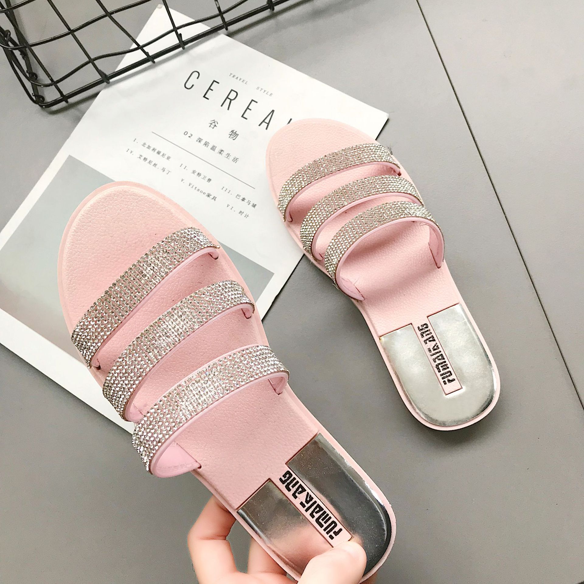 Dames zomer slippers dames pantoffels dames kristal platte zomerschoenen strass bling bling vrijetijds strand slides
