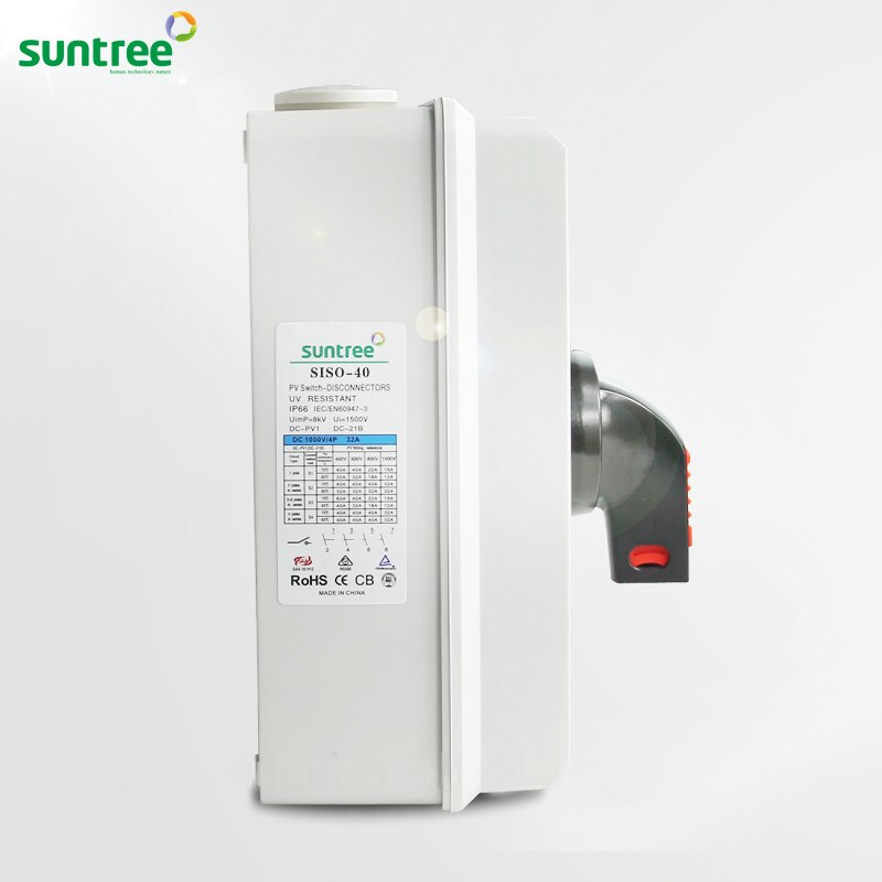 SUNTREE DC 1000V 4P 32A Rotary Solar system isolator switch SISO-40 has got SAA certificate