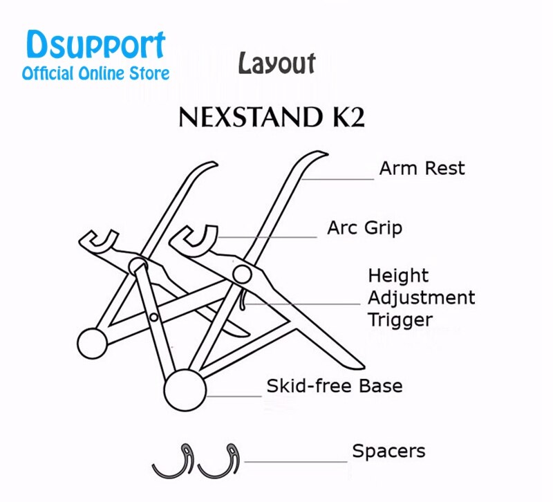 Nexstand K2 Laptop Stand Opvouwbare Draagbare Verstelbare Laptop Lapdesk Kantoor Lapdesk Ergonomische Notebook Stand