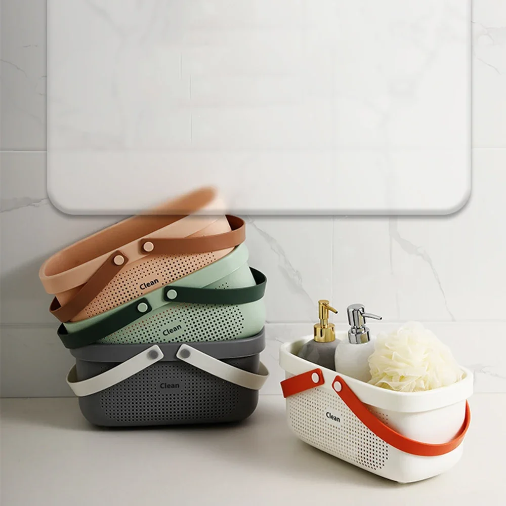 PortableShowerBasket Plastic Mesh Mand met Handvatten Badkamer, Universiteitsslaapzaal Keuken, Camp Gym, Tuin Schoonmaakproducten