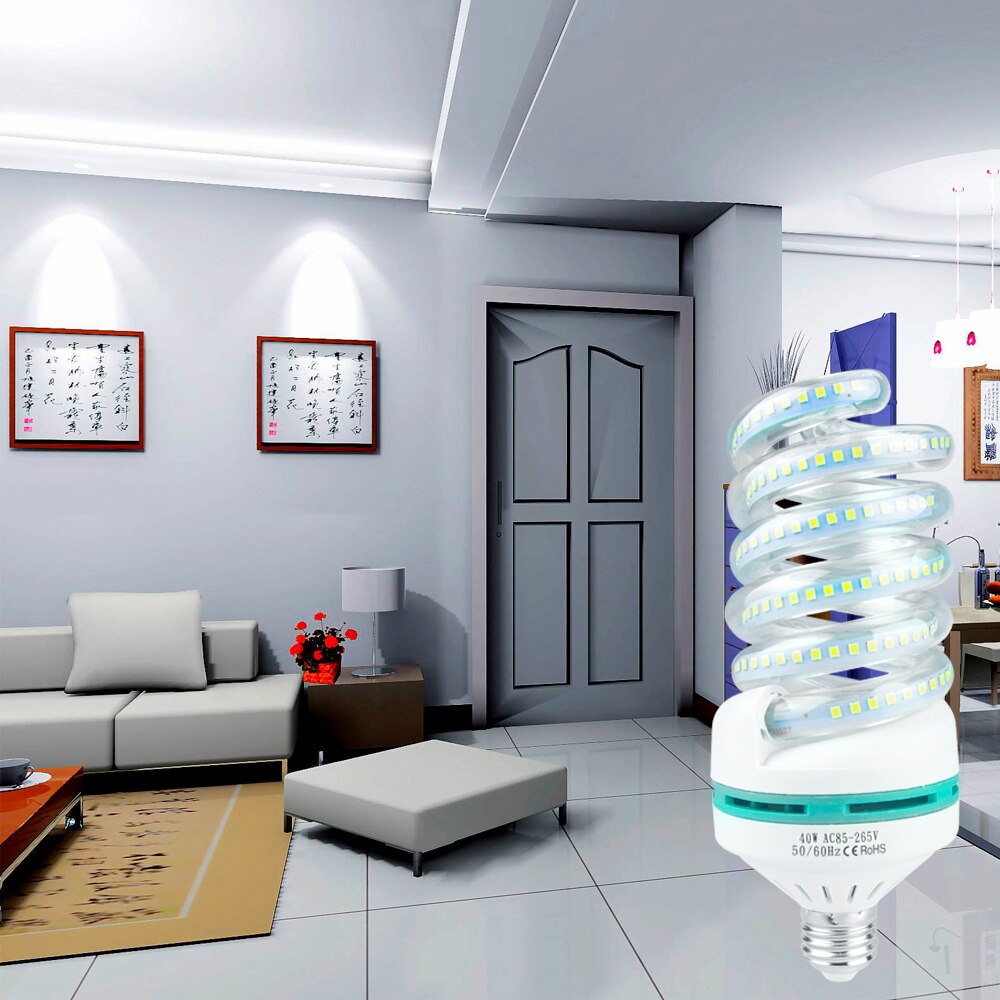 Zjright  e27 spiral led energisparelys pære 5w 9w 16w 24w 40w stue,hjem,innendørs,bibliotek,kontor,fabrikk led-pærer