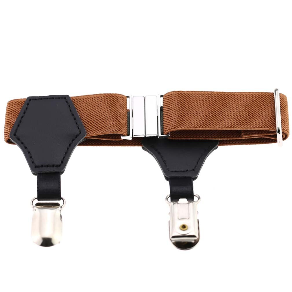 1 par de ligas ajustables para hombre, elásticas, para evitar que se caigan, accesorios para calcetines: Marrón