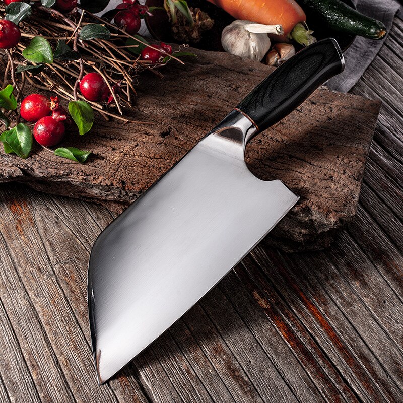 Hand Forged Kitchen Knife Chef Slices Household Kitchen Knife Stainless High Carbon Manganese Steel Hammer Pattern Longquan