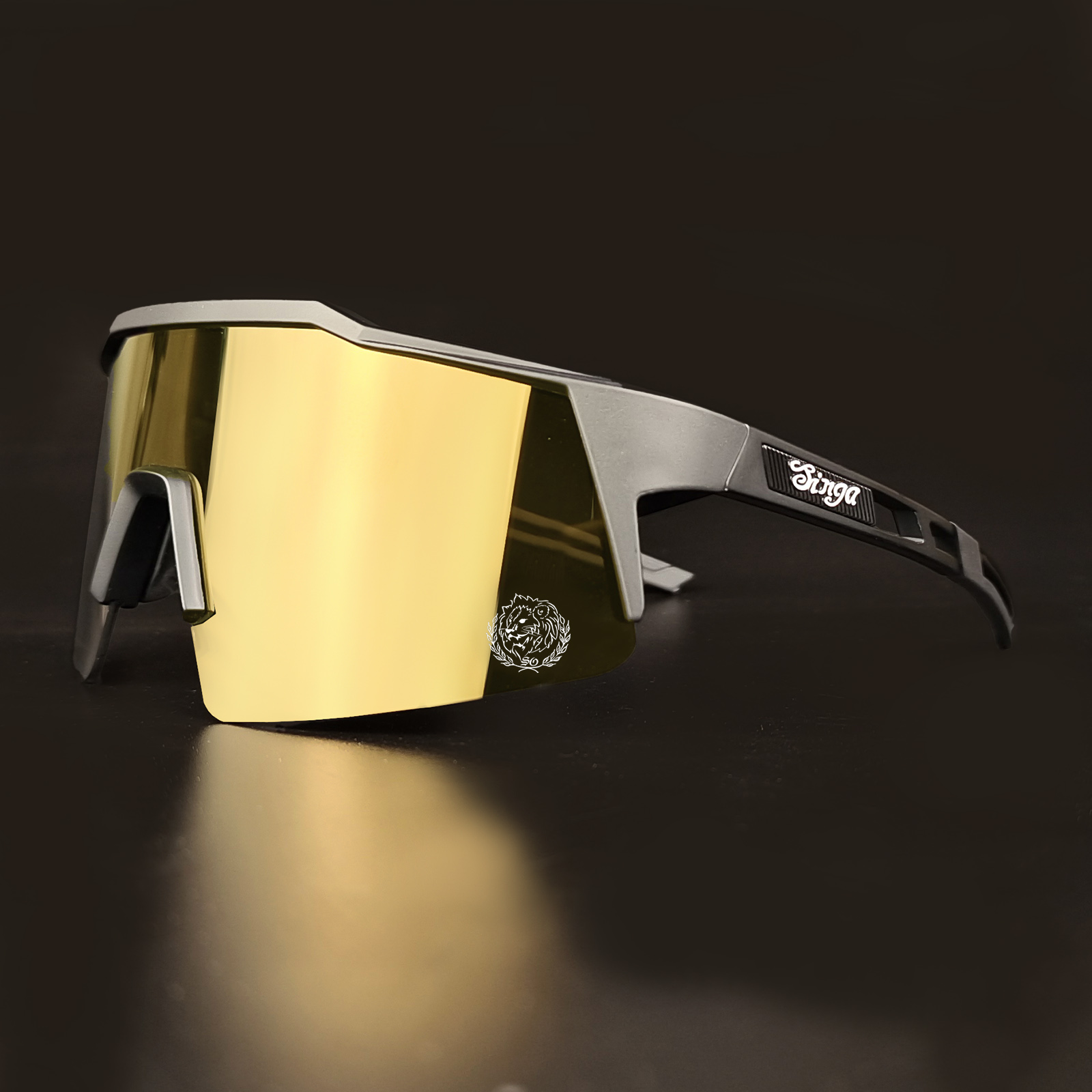 Cykelsolglasögon utomhussporter cykelglasögon polariserade glasögon män kvinnor mountainbike racercykel cykelglasögon solglasögon: Guld- / Svart