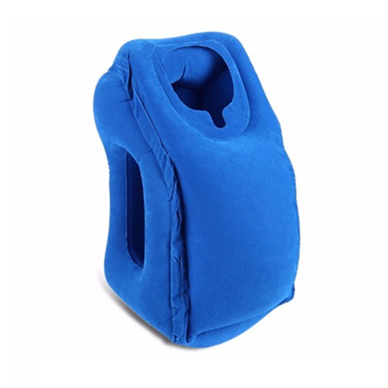 Oreiller gonflable à Air pour voyage, traversin Frontal, coussin de couchage confortable, avion, voiture, voyage, doux, pliable: Bleu