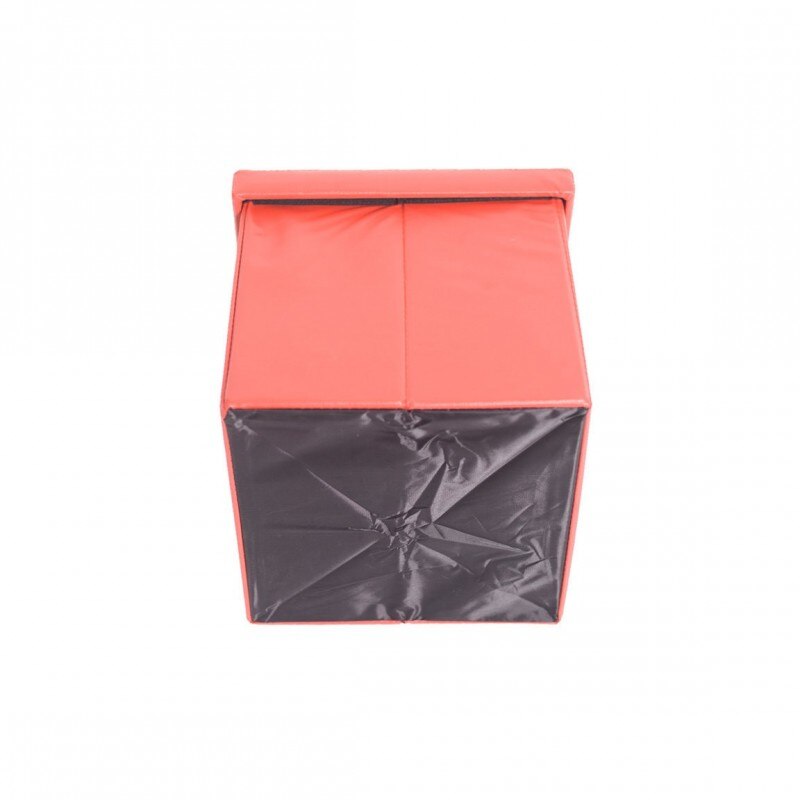 Mobili Rebecca Cube tabouret pouf de rangement simili cuir rouge Lidded 38x38x38