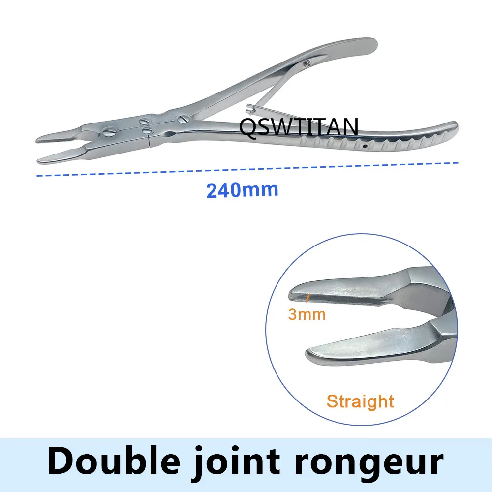 Set of 2 Pcs Ruskin Bone Rongeur 7.50 Straight & Curved 7mm Bite