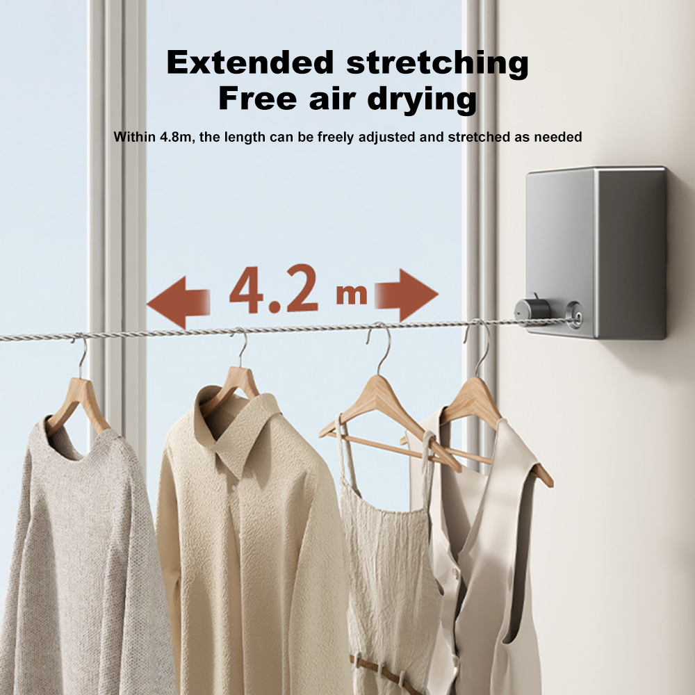 Retractable Clotheslne Stainless Seel Pull-Out Clothes-Drying Macunie Ripe Space-Saving Clothes Drying Rak For Household 1/3pcs