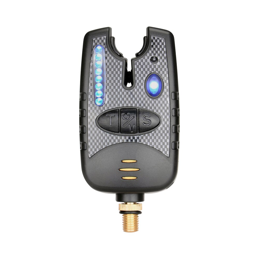 Visbeetalarm met 8 led-lampjes en instelbaar toonvolume, gevoeligheid, geluidsalarm voor hengel: Blauw