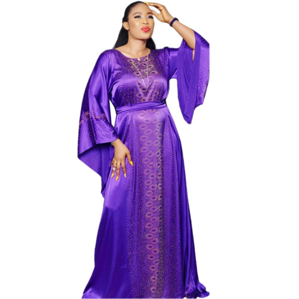 Retro Islamic African Dresses For Women Dashiki Dress Silk Beading Muslim Long Dress Maxi Dress Lady Robe: XXL