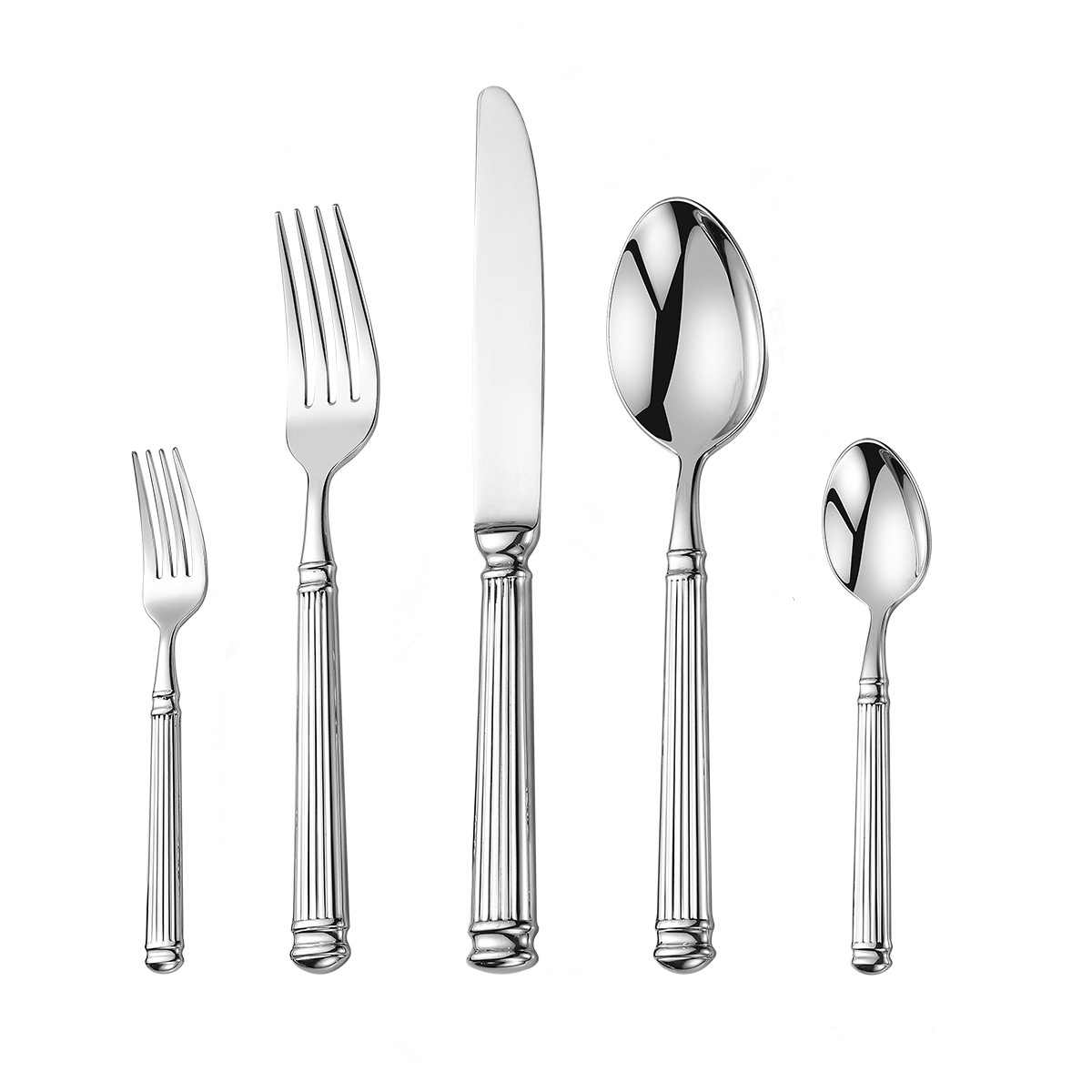 Europe Silver Luxury Cutlery Set 18/10 Stainless Steel Creativity Roman Column Flatware 304: Blue