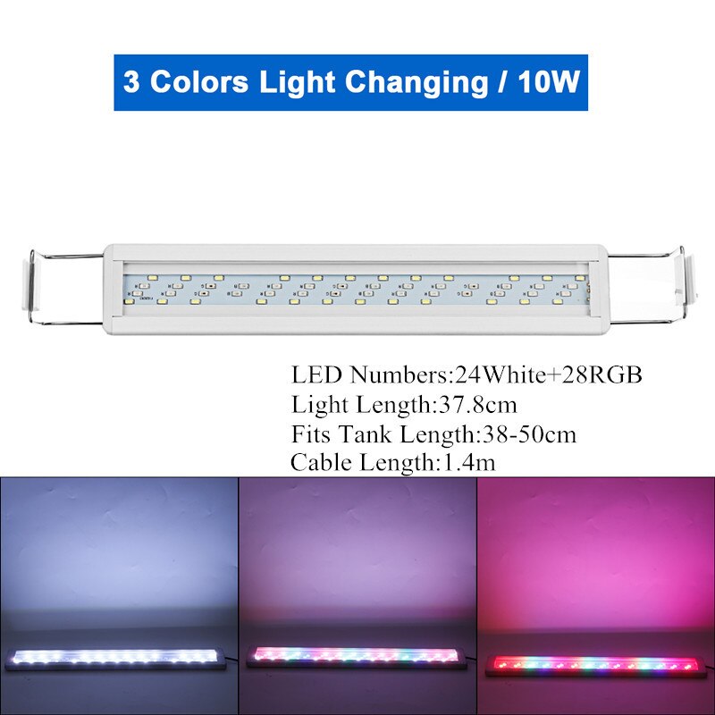 Lámparas LED para acuario, iluminación brillante con Clip para tanque de peces, plantas acuáticas, lámpara de cultivo, decoración de Acuario, 3 colores, 7-23 pulgadas