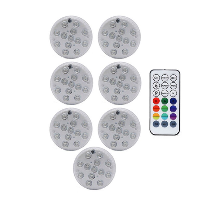 13 LED RGB Submersible Light with Suction Cups and Magnets IP68 Waterproof Fountain Swimming Pool Light Underwater Night Lamp: 1 controller 7 Lamp