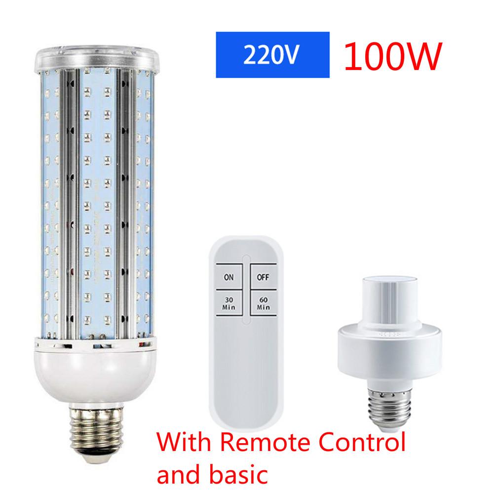 40/60/100W UV Germicidal Light Led UVC Light Bulb E27 Germicidal Lamp Remote Control Timing Killing Virus Mite Bacteria Kill Gem: A SET 220V 100W