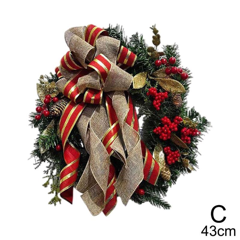 2 Pack Christmas Garland Artificial Christmas Flowers Decorations with Leaves Chain and Red Berries