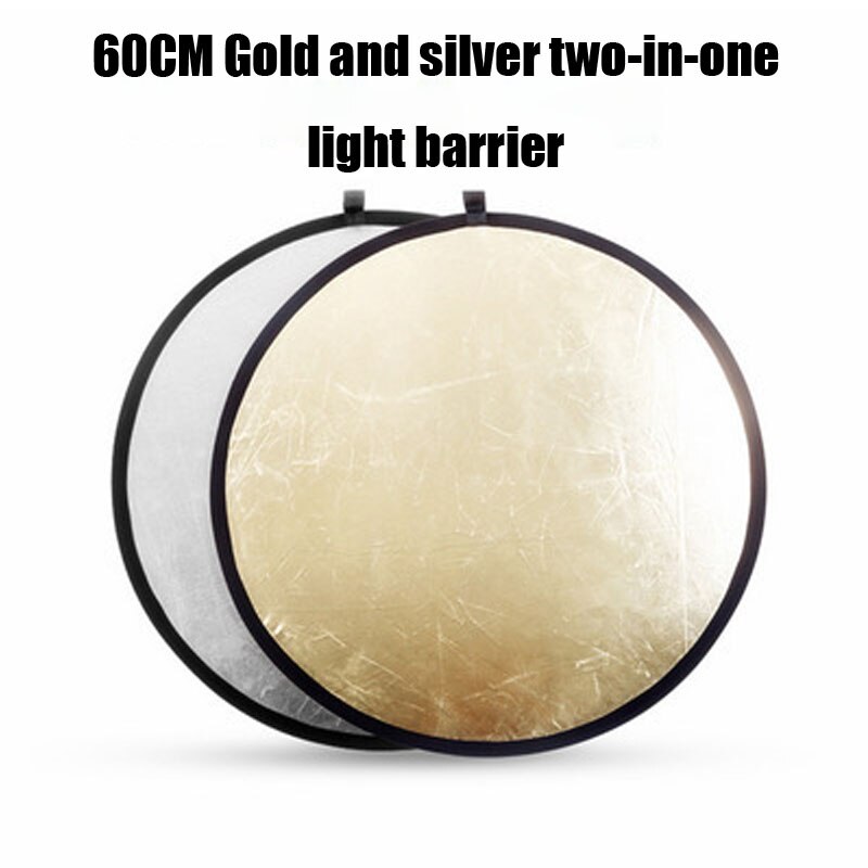 60Cm 2-In-1 Reflector Vouwen Ronde Fotografie Draagbare Zachte Licht Boord Goud En Zilver Reflecterende Licht barrière