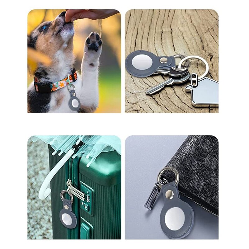 2 -teiliges etui, kompatibel mit apple airtag, schutzhülle aus pu-leder mit schlüsselanhänger und schlüsselring für airtag-zubehör