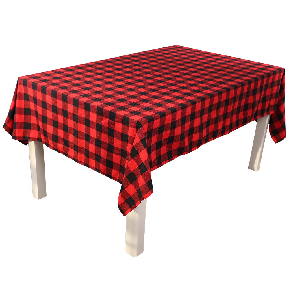 Mantel de Navidad negro y rojo, mantel, mantel de ambiente para el hogar, mantel de mesa: Black and Red Plaid
