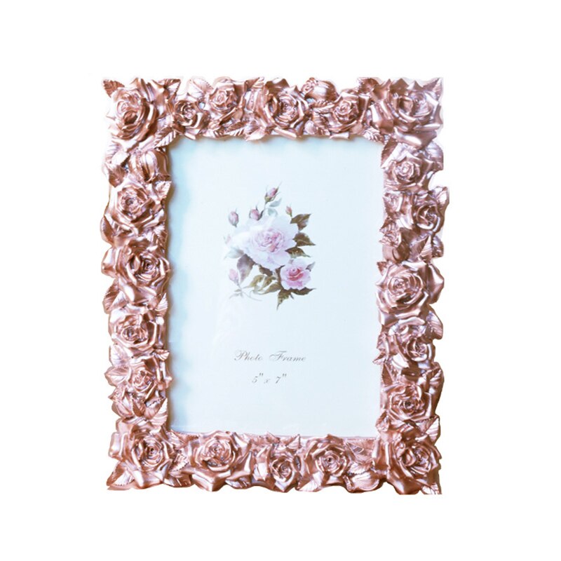 Amerikaanse 6 &quot;7 Inch Bloem Foto Rose Goud Vorm Creatieve Licht Luxe Set Up Idyllische Dame Hars Foto Poto frame Thuis Decor: 7 inch