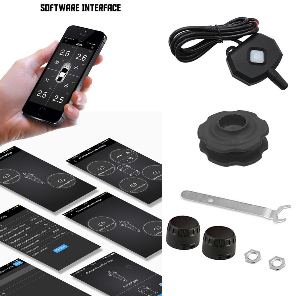 Tire Monitoring System Mobile APP Bluetooth Tire Pressure TPMS For Motorcycles Locomotives 2-wheel Small Monitor For Pressure