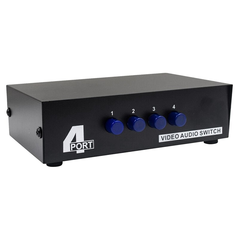 4 Port AV Switch RCA Switcher 4 in 1 Out Composite Video L/R Audio Selector Box for DVD STB Game Consoles: Default Title