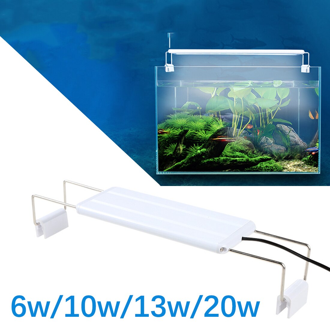 220-240VAquarium Led Licht Super Slim Fish Tank Aquatic Plant Groeien Verlichting Waterdichte Bright Clip Lamp Blauw Planten Led 18-70Cm