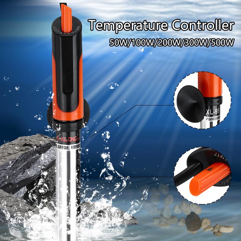 50~500W Aquarium Heater Submersible Stainless Steel Adjustable Fish Tank Heating Rod Control Temperature Power Saving Heater