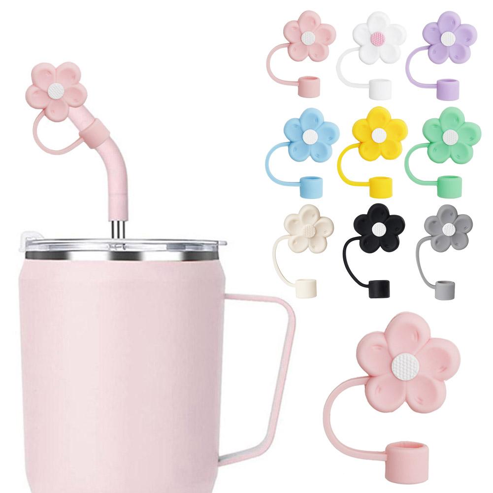 Stroh abdeckung für Stanley Tasse, süßer Stroh deckel, kompatibel mit 30 & 40oz Becher mit Griff, 10mm Silikon blumen stroh abdeckung