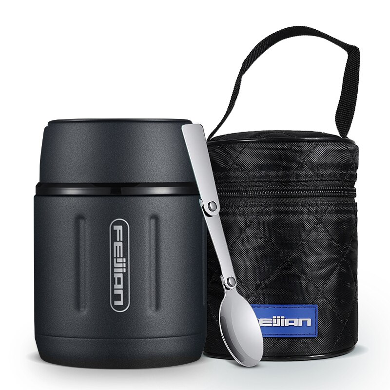 FEIJIAN – boîte à déjeuner, Thermos alimentaire 18/10 en acier inoxydable, conteneurs de soupe alimentaires portables adaptés à la maison et au voyage, gobelet de 500ML: 500ML Police Blue
