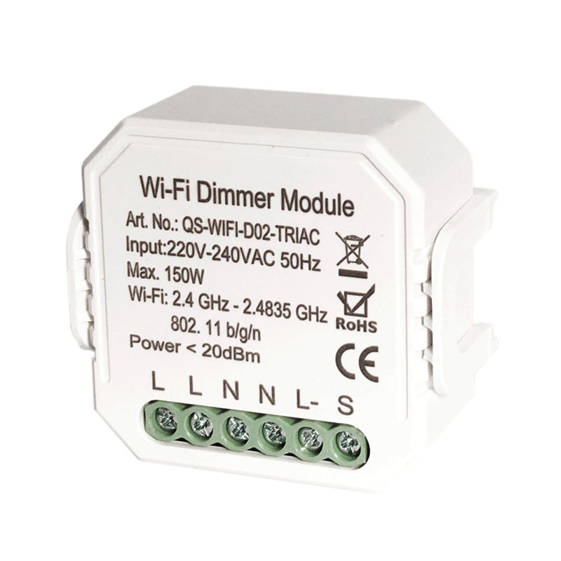 Moeshouse qs-wifi -d02- triac diy smart wifi lys ledd dæmper switch smart life / tuya app fjernbetjening 1/2- vejs switch fungerer
