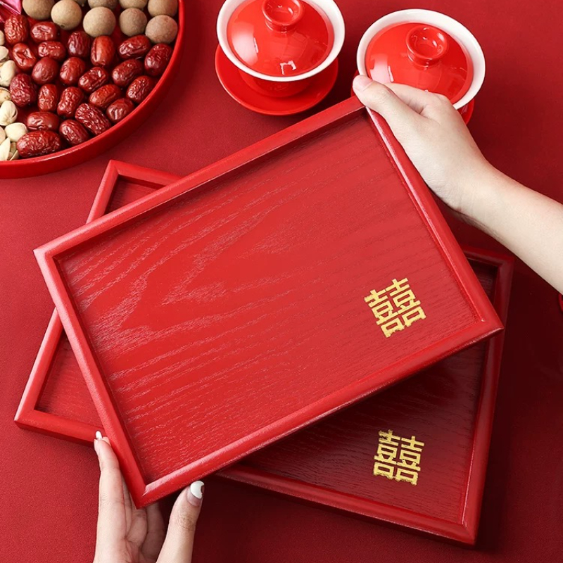 Escalier décoratif de mariage en bois massif rouge chinois, infuseur de thé à sec à la maison, fournitures de mariage