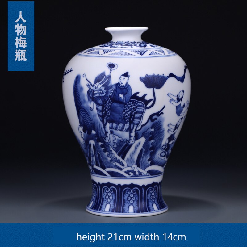 Jingdezhen Ceramics Ancient Blue and White Porcelain Vase and Flower Arrangement