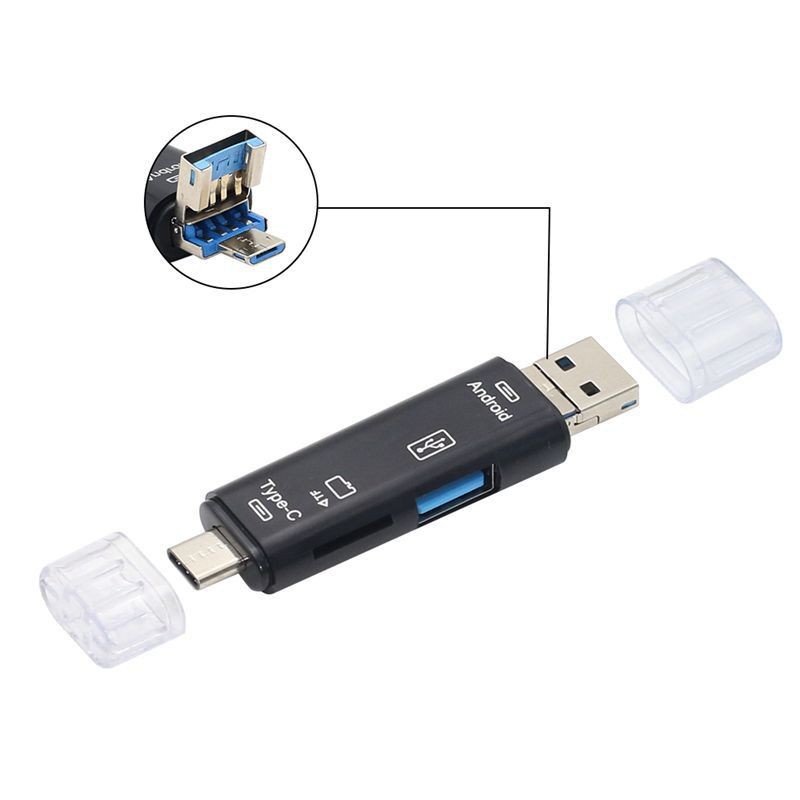 Szybki uniwersalny OTG 6 w 1 wielofunkcyjny czytnik kart USB i USB C i Micro TF Adapter MicroSD do przedłużacza komputera przenośnego: orange