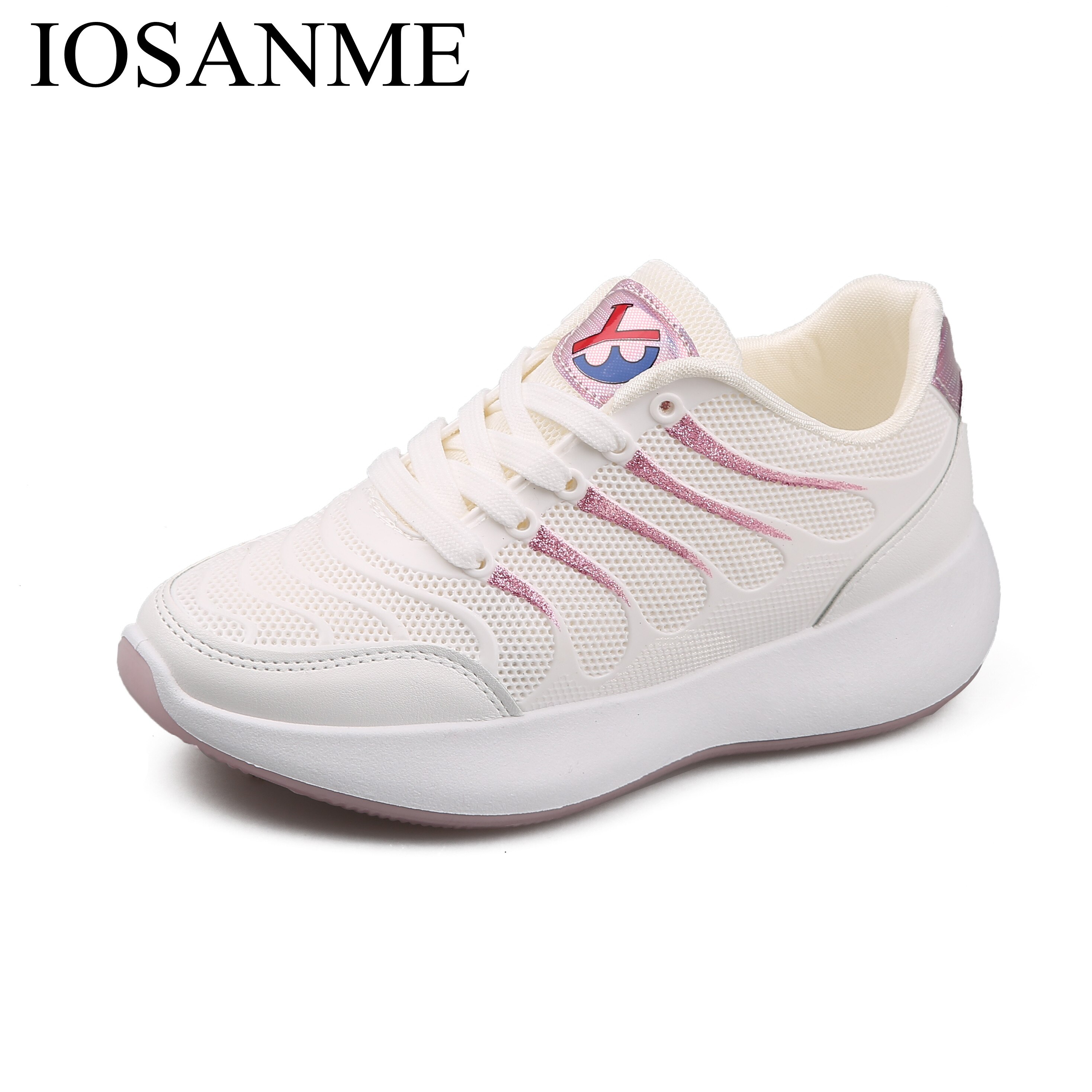 Luft atmungsaktive frauen schuhe frühling sommer damen turnschuhe koreanische weibliche höer zunehmende mokassins Dame Gittergewebe vulkanisierte schuhe: Rosa / 6,5