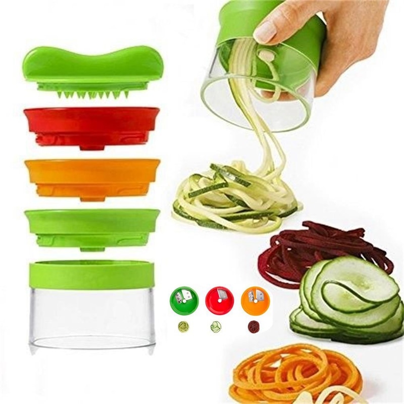 4 in 1 Grater for vegetables Slicer Cutter Vegetable Spiralizer Upgraded Heavy Duty Veggie Spiral Cutter Noodle Pasta Spaghetti