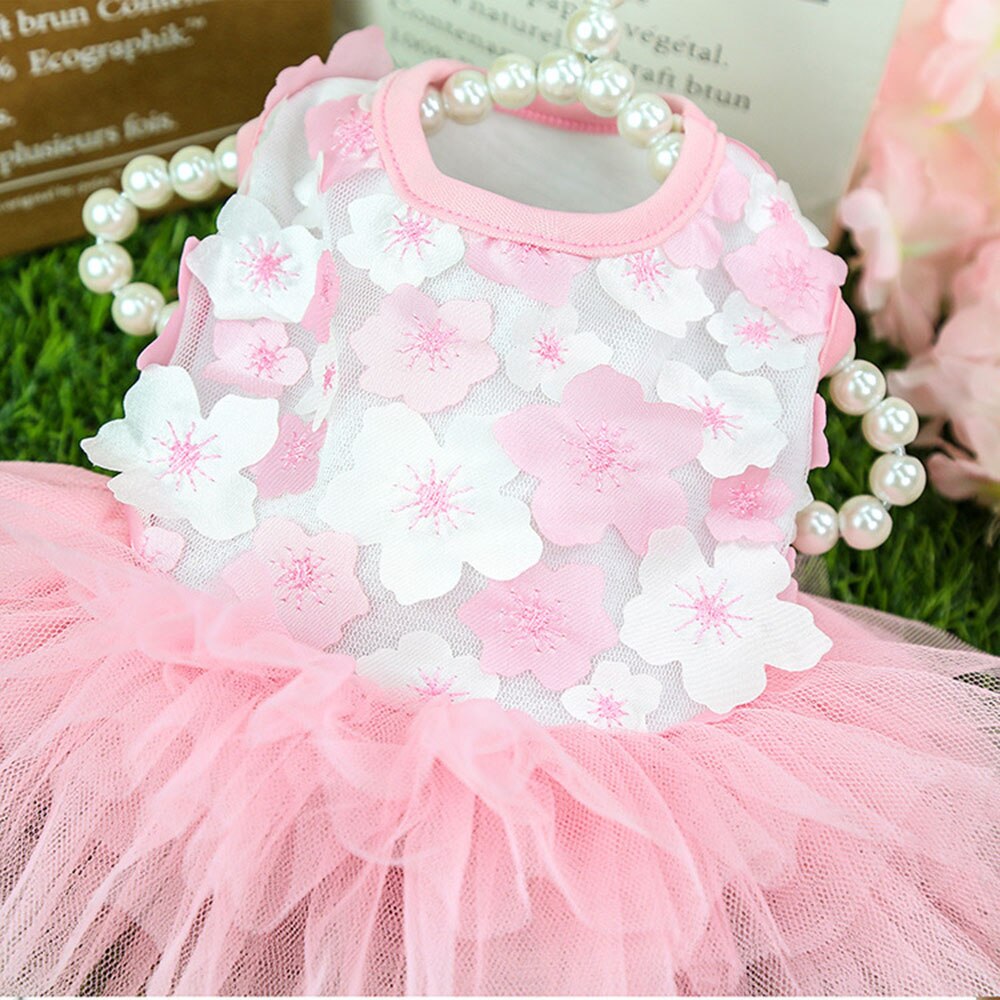 Lace Chiffon Dress for Small Dog Cat Lovely Floral Dress Pet Party Birthday Costume Dog Wedding Dress Cute Dog Clothes in Summer