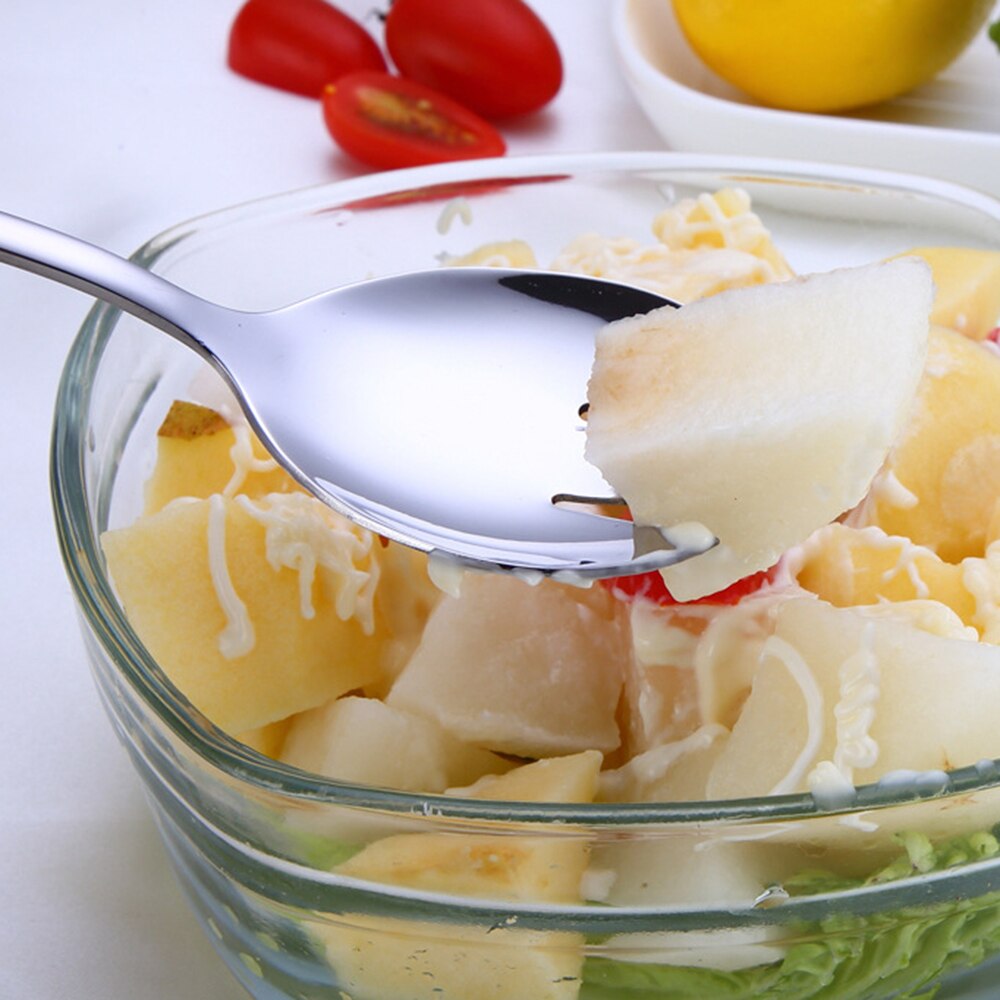 Cuchara y tenedor para ensalada, juego de cubiertos de acero inoxidable, cuchara para servir ensalada, vajilla de cocina, Bar de comedor, cucharas únicas, utensilios de cocina, 2 piezas