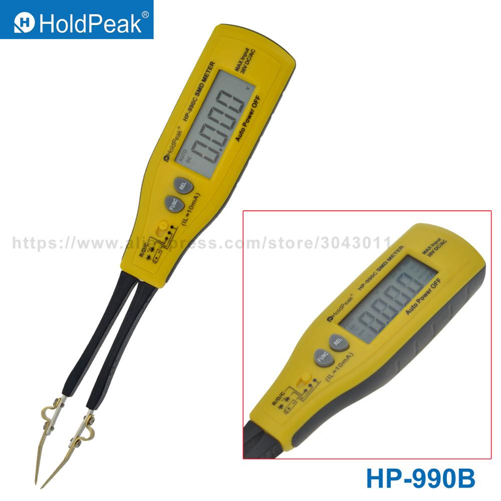 HoldPeak Digital Multimeter SMD Tester Resistance Capacitance Meters Diode Test SMT Component Tester HP-990A/B/C: HP  990C
