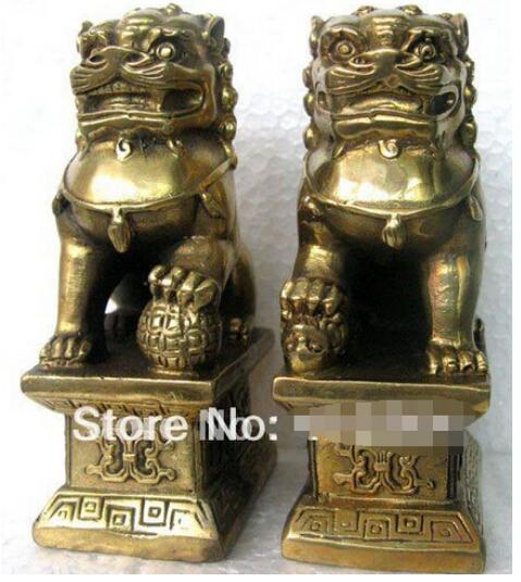 Shun kiinalainen foo koira leijona fu pronssi patsas pari hahmoja feng shui kohteita itämainen sz :11 x 6 x 8.3cm